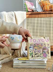 1个波点陶瓷杯，高品质马克杯，葫芦形咖啡杯，创意早餐杯，牛奶燕麦水杯，果汁杯，适用于咖啡馆、家庭、派对 - 珠珠水蜜桃杯子 - 查看 6