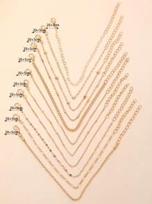Set de 11 piezas de malagueñas de cadena básicas de moda para apilamiento, Set de malagueñas de cadena simple
