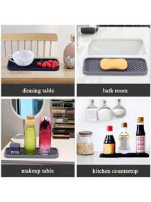 LEAPAIR 1 peça Bandeja de Drenagem de Silicone para Pia de Cozinha, Suporte de Sabonete, Escova de Limpeza para Pia e Bandeja de Drenagem de Sabão, Bandeja de Armazenamento de Utensílios de Cozinha e Banheiro para Bancada