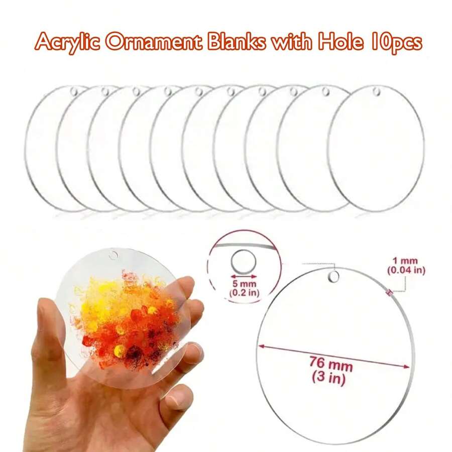 圣诞装饰万圣节装饰 3 英寸亚克力空白装饰，亚克力透明圆盘圆形亚克力装饰空白，圣诞亚克力装饰 - DIY 空白悬挂装饰、标志和绘画！派对礼物，工艺悬挂家居装饰，圣诞节，万圣节，感恩节，夏季用品， - 亞克力空白飾品 - 查看 1