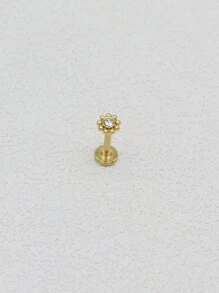 HENGKE 1PC Flower Lip Stud Labret Bar Clear CZ Gem Round Ball Monroe Tragus Piercing Steel Cartilage 16G EAR HELIX Earring Valentines