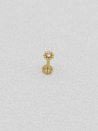 HENGKE 1PC Flower Lip Stud Labret Bar Clear CZ Gem Round Ball Monroe Tragus Piercing Steel Cartilage 16G EAR HELIX Earring Valentines