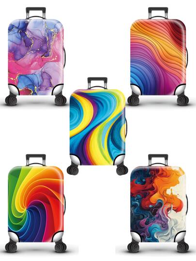 Color, Tie-Dye, Ink, Abstract, Bright Colors, Personalized Patterns, Production Process Upgrade, Overall Elastic Binding, Thickened Elastic Fabric, Washable, Suitcase Protective Cover, Suitcase Protective Cover, Suitcase Dust Cover, Suitcase Dust Cover, Very Suitable For Business Trips, Travel, And Luggage Check-In, Suitable For 18-32 Inch Boxes. Bag For School School Accessories School Stuff