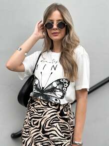 T-shirt Feminina BEAUTIFULL Camiseta 100% Algodão - Creme