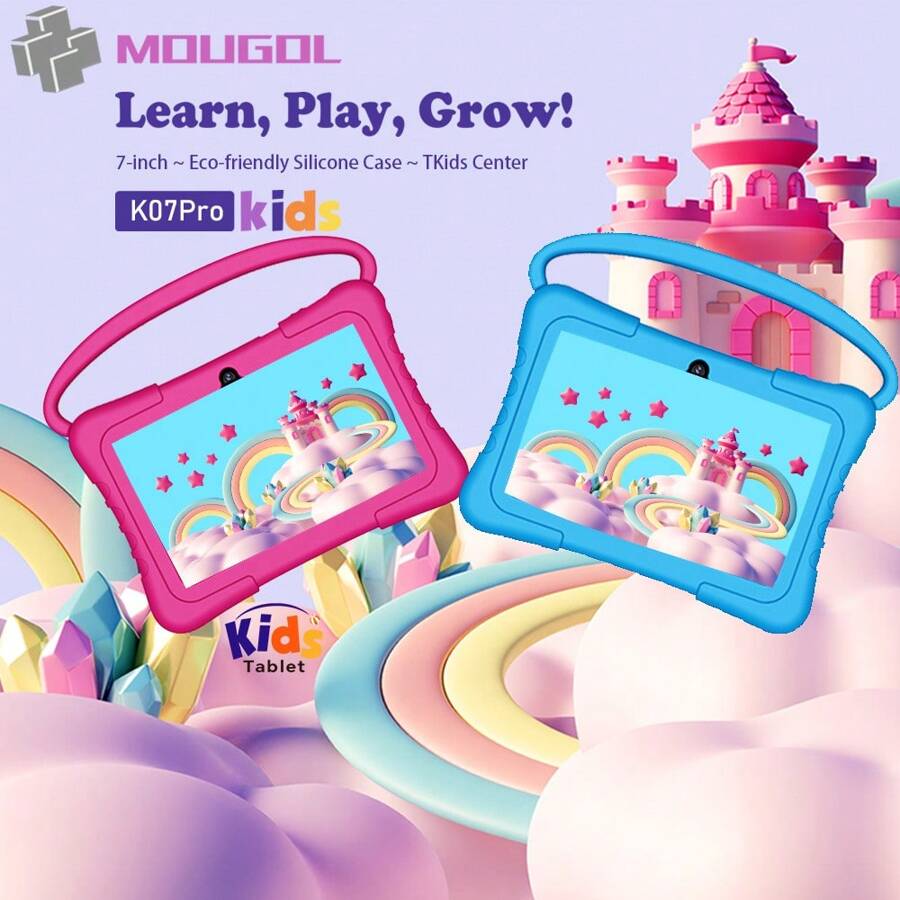 MOUGOL K07Pro 2024 平板电脑（Unisoc SC7731E 四核，最高 1.3GHz/2GB RAM/32GB ROM/7 英寸 1024*600iPS/2800mAh/Type-C/2MP+2MP 摄像头/Android 11）限时优惠，赠送随机皮套 - 粉色 - 查看 1