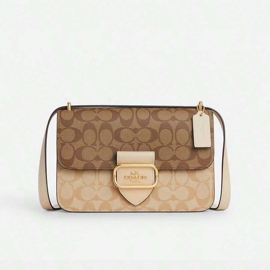 Coach Large Morgan Square Crossbody Bag In Blocked Signature Canvas Shoulder Bag Purse Flap Satchel Handbag,CM089 IMOT4