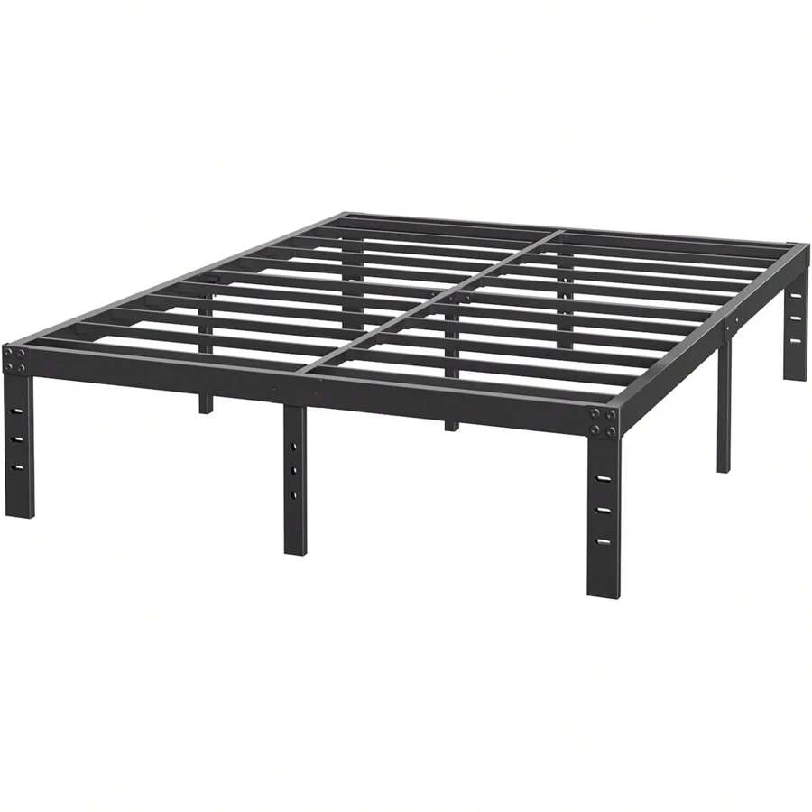1pc,14 Inch Twin Bed Frame No Box Spring Needed, 3500 Lbs Heavy Duty Metal Platform Bed Frames, Non-Slip And Noise-Free Mattress Foundation, Black