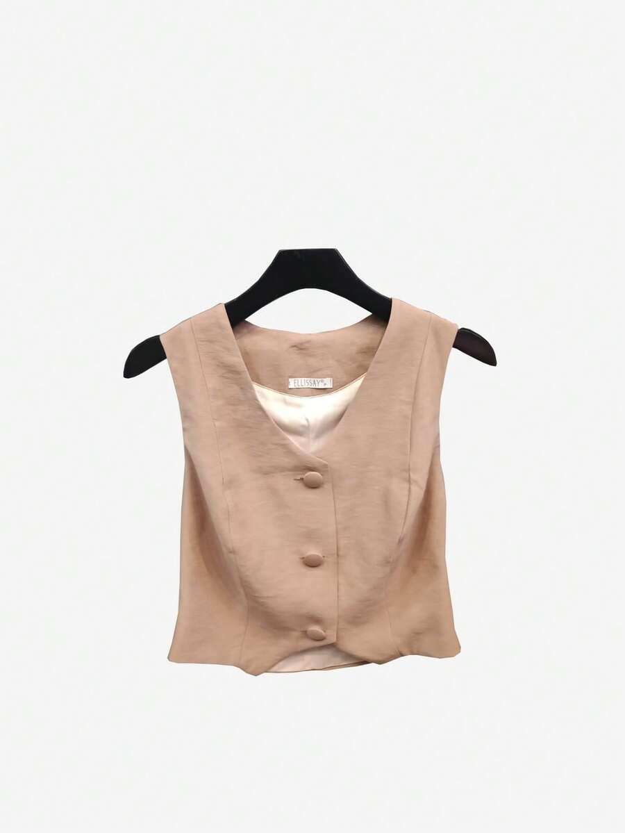 Women Sweater Vests - Màu be - Xem 1