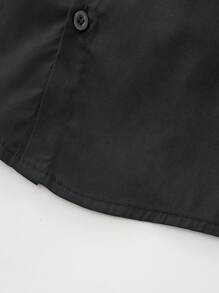 KIMOCAT Young Boy Summer Short Sleeve Shirt, Handsome Gentlemen's Simple White Shirt - Black - View 3