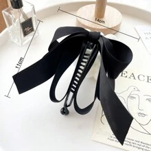 1pc Black Satin Banana Clip Hair Accessory For Women, Elegant Bowknot Decor Ponytail Holder, Suitable For Daily Wear Casual Valentine's Day Valentines Hair Clips Claw Clips Hair Claws Hair Barrettes, School Stuff, College, Bows, Cute