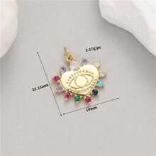 1個18K鍍金銅簡約魔眼形狀鑲嵌帶 CZ吊墜，DIY珠寶製作配件，可用於製作手鍊、項鍊、耳環和鑰匙扣，打造時尚奢華的外觀。 - 彩色 - 查看 19