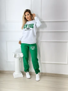 Women Two-Piece Outfits - XANH Đậm VÀ TRẮNG - Xem 1