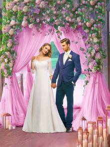 1pc/2pcs-Tulle Background Curtains, Transparent Background Curtains Suitable For Birthday Parties Wedding Spring Season Parties, Photography Background Decoration(Pink),Valentine's Day Decoration, Holiday Party Photography Background Decor,Hanging Curtain Background Decor, Thanksgiving Day, Halloween, Christmas - Pink - View 7