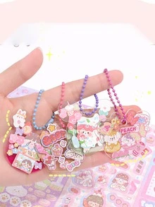 22 Chiếc Guka Bộ Dễ Thương Mới Nhỏ Trắng Guka Bộ Miếng Dán DIY Guka Khay Cô Gái Dễ Thương Sáng Tạo Dán Guka - Hồng - Xem 3