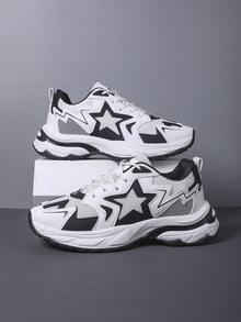 Men Comfortable Breathable Five-Pointed Star Mesh Thick-Soled Anti-Slip Wear-Resistant Lace-Up Casual Shoes