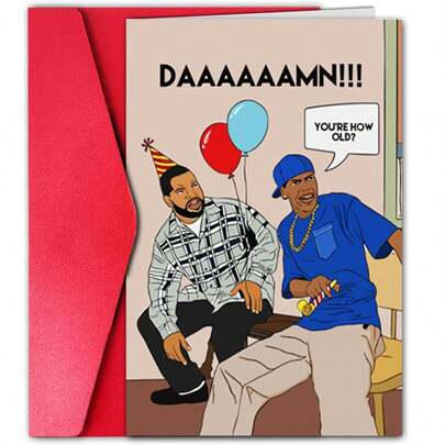 1 pieza Tarjeta de cumpleaños divertida y creativa Tarjeta de cumpleaños del viernes - Tarjeta de cumpleaños divertida para él o ella - Tarjeta de cumpleaños divertida de películas clásicas de los 90 para novio - Fiesta de hip hop Regreso a la escuela,Regreso a la escuela, Útiles escolares