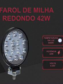Farol De Milha Redondo 42w 9-60v Universal Off-road 6000k - Branco - Visão 5