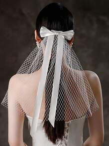 1pc bruidshaaraccessoire, sluier strik lint haarclip, satijnen bruidsmeisje trouwjurk haardecoratie, elegante romantische sexy vrouwen haarsieraden, voor bruiloft, dansfeest en baldecoratie - Veel kleurig - Bekijken 1