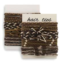 12件/套波西米亚风弹力发圈和手链，柔软简约马尾发圈，两用发饰，发绳头饰 - 彩色 - 查看 5