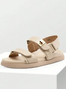 Flat Sandals For Women Comfortable Open Toe Summer Sandals Adjustable Fashion Dress Sandals Dresses For Woman - 杏色 - 查看 2
