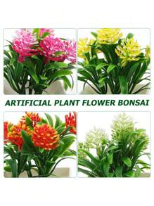 5 piezas de plantas artificiales en maceta, flores falsas, plantas y macetas de simulación mini adecuadas para decoración de mesa de boda y hogar - Multicolor - Ver 5