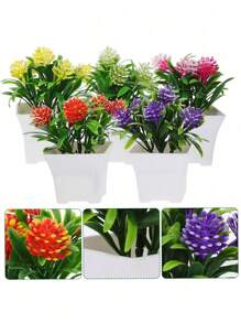 5 piezas de plantas artificiales en maceta, flores falsas, plantas y macetas de simulación mini adecuadas para decoración de mesa de boda y hogar - Multicolor - Ver 4