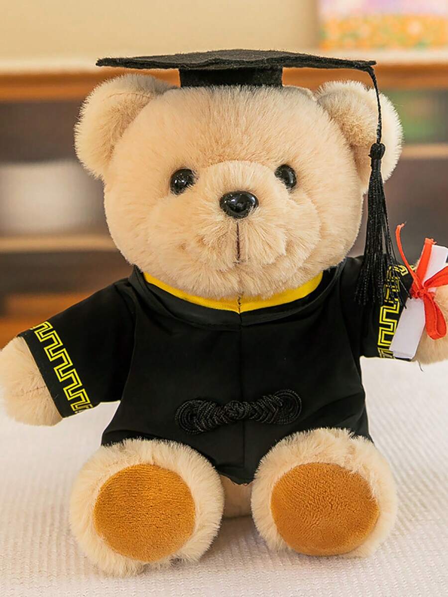 Hàng mới về Đồ chơi sang trọng gấu bông tốt nghiệp dễ thương có mũ và áo choàng, gấu bằng cử nhân - Màu vàng - Xem 1
