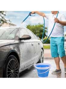 Cubo de Limpieza Plegable, Cubeta de plástico pequeño portátil, 10 litros (2,64 galones), Apto para jardinería al Aire Libre, Camping, Pesca, Lavado de Coches, Barbacoa, Ahorro de Espacio - Azul - Ver 4