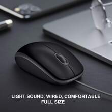 Logitech M110 有線USB鼠標，靜音按鈕，舒適全尺寸設計，雙手適用於個人電腦/筆記本電腦 - 黑色 - 查看 4
