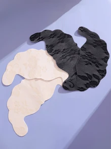 2 件/套一次性无缝提胸花瓣，隐形蕾丝粘合胸罩，薄款聚拢提拉隐形乳头罩，适合夏季、露背连衣裙和婚纱 - 杏色 - 查看 9