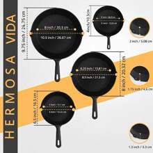 4pcs Sartenes De Hierro Fundido Skillet Set De Sartenes - Negro - Ver 2