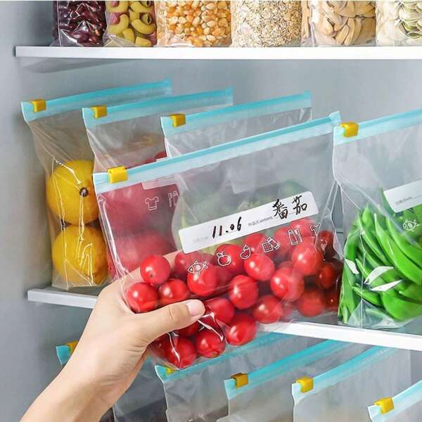 10/15/20 peças saco de plastico para vedacao de alimentos reutilizável Com zíper