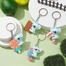 4pcs PVC Plastic Candy Koala Keychain, Cute Cartoon Style Mini Gifts For Wallet, Backpack, Pendant Decoration - Multicolor - View 2