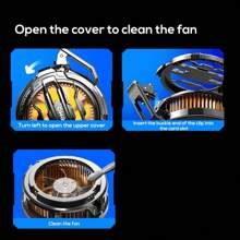 1pc Ice Edition Black Semiconductor Magnetic Phone & Tablet Cooling Fan With RGB Lighting 15W Detachable Clip-On Heat Sink Game Cooler For Fast Heat Dissipation And Easy Cleaning For Mute Game E -Sports Gaming Accessories, Phone Cooler