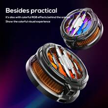 1pc Ice Edition Black Semiconductor Magnetic Phone & Tablet Cooling Fan With RGB Lighting 15W Detachable Clip-On Heat Sink Game Cooler For Fast Heat Dissipation And Easy Cleaning For Mute Game E -Sports Gaming Accessories, Phone Cooler