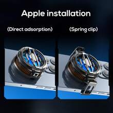 1pc Ice Edition Black Semiconductor Magnetic Phone & Tablet Cooling Fan With RGB Lighting 15W Detachable Clip-On Heat Sink Game Cooler For Fast Heat Dissipation And Easy Cleaning For Mute Game E -Sports Gaming Accessories, Phone Cooler