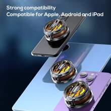 1pc Ice Edition Black Semiconductor Magnetic Phone & Tablet Cooling Fan With RGB Lighting 15W Detachable Clip-On Heat Sink Game Cooler For Fast Heat Dissipation And Easy Cleaning For Mute Game E -Sports Gaming Accessories, Phone Cooler