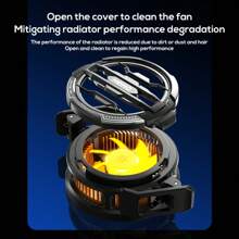 1pc Ice Edition Black Semiconductor Magnetic Phone & Tablet Cooling Fan With RGB Lighting 15W Detachable Clip-On Heat Sink Game Cooler For Fast Heat Dissipation And Easy Cleaning For Mute Game E -Sports Gaming Accessories, Phone Cooler