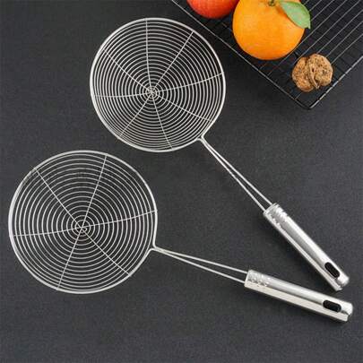 AOYI 1pc, Stainless Steel Skimmer Spoon With Comfortable Handle - Ideal For Frying, Hot Pot, And Cooking - Effortlessly Prep Your Food Home Kitchen Appliances Accessories Gadgets Tools Christmas Kitchen Stuff Christmas