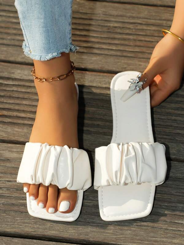 Sommer High Heels Pantoletten mit geschlossener Spitze für Damen, koreanische Stil mit hohem Blockabsatz und spitzer Form, modische Schuhe für draußen