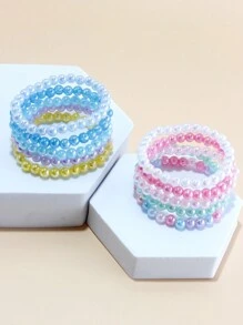 10pcs Girls Lovely Multicolor Beaded Charm Bracelets Set, Suitable For Festival Party And Birthday Gifts, Fashion Accessories For Girls
