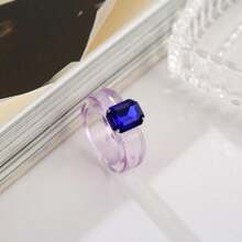 1pc Cute Macron Resin Ring Transparent Color Vintage Style Color Contrast Eye-Catching Decor For Party And Daily Work Study - Ring - View 13