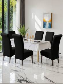 1pc/4pcs/6pcs Spill Proof Stretch Solid Color Silk Milk Dining Chair Covers, Dust Proof Decorative Universal Chair Slipcovers For Restaurants, Living Rooms, Hotels