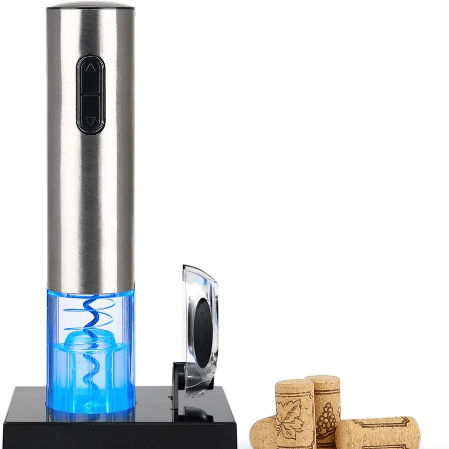 電動開瓶器，配有削錫刀和乾電池的自動開瓶器，多功能家用開瓶器，適用於銀色，啤酒，開罐頭