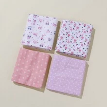 4 件套婴儿襁褓毯套装，公主马车城堡图案印花法兰绒柔软毯子包裹爱情人节 - 粉紅色女孩 - 查看 4