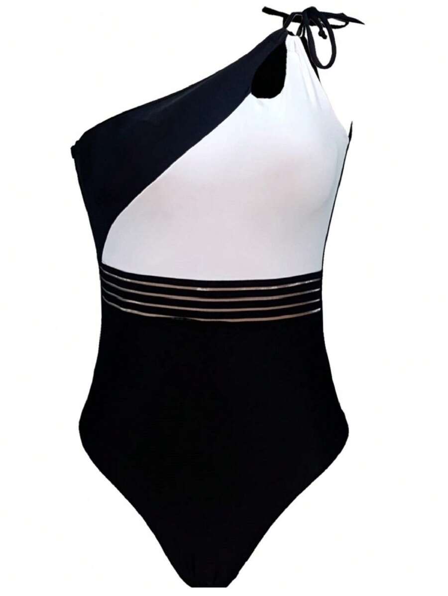 Women One-Pieces - Black and White - View 1