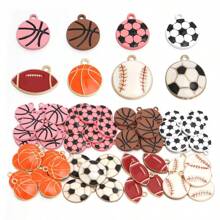 5入組/包繪製合金運動球形首飾吊墜，適用於DIY手鍊/項鍊/胸針製作 - 彩色 - 查看 8