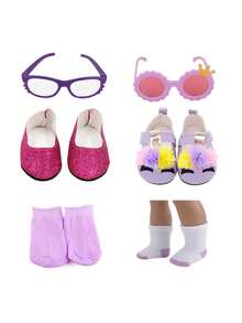 1 双时尚 18 英寸娃娃鞋套装，让您的娃娃风格更上一层楼（不含娃娃） - 彩色 - 查看 8