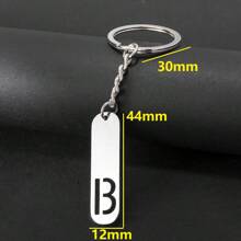 1件不鏽鋼字母鑰匙扣，女士/男士飾品用品，大號字母包裝飾品車鑰匙扣，禮品 - 銀色 - 查看 3