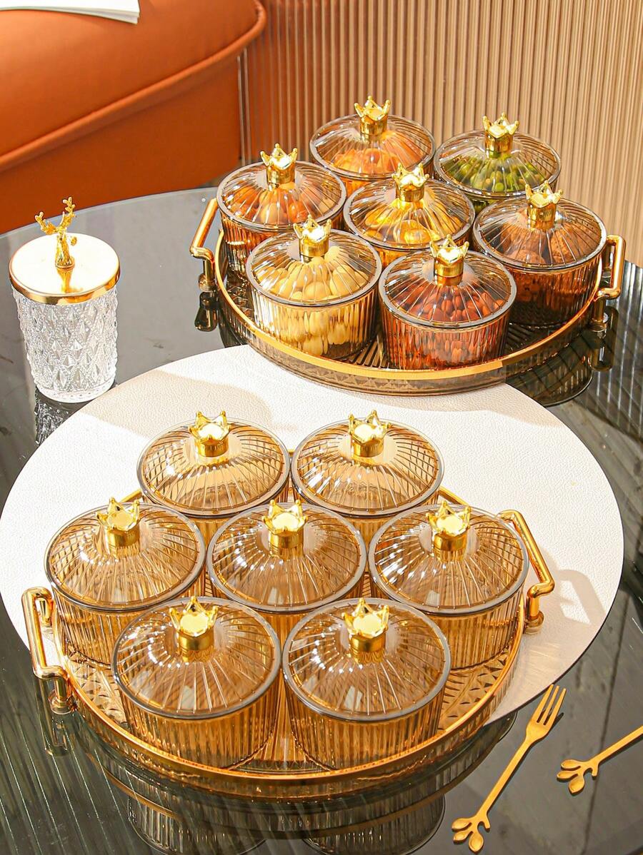 1pc/Set Luxury Style Fruit Plate, Snack Box, Dry Fruit Tray, High-End Serving Platter For Fruits & Snacks - Multicolor - View 1